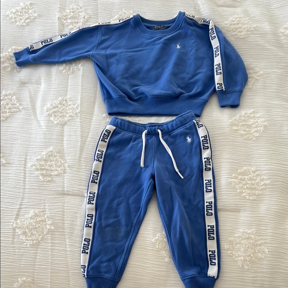 Polo Ralph Lauren Blue Jogger Sweatpants with White Stripe